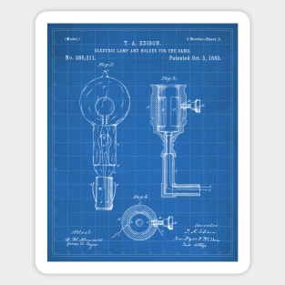 Light Bulb Patent - Edison Invention Industrial Design Art - Blueprint Sticker